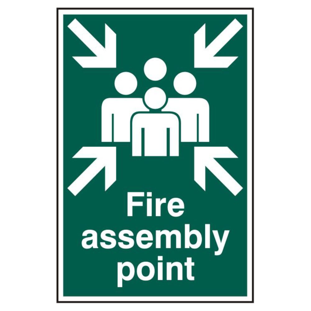 ASEC `Fire Assembly Point 200mm x 300mm PVC Self Adhesive Sign