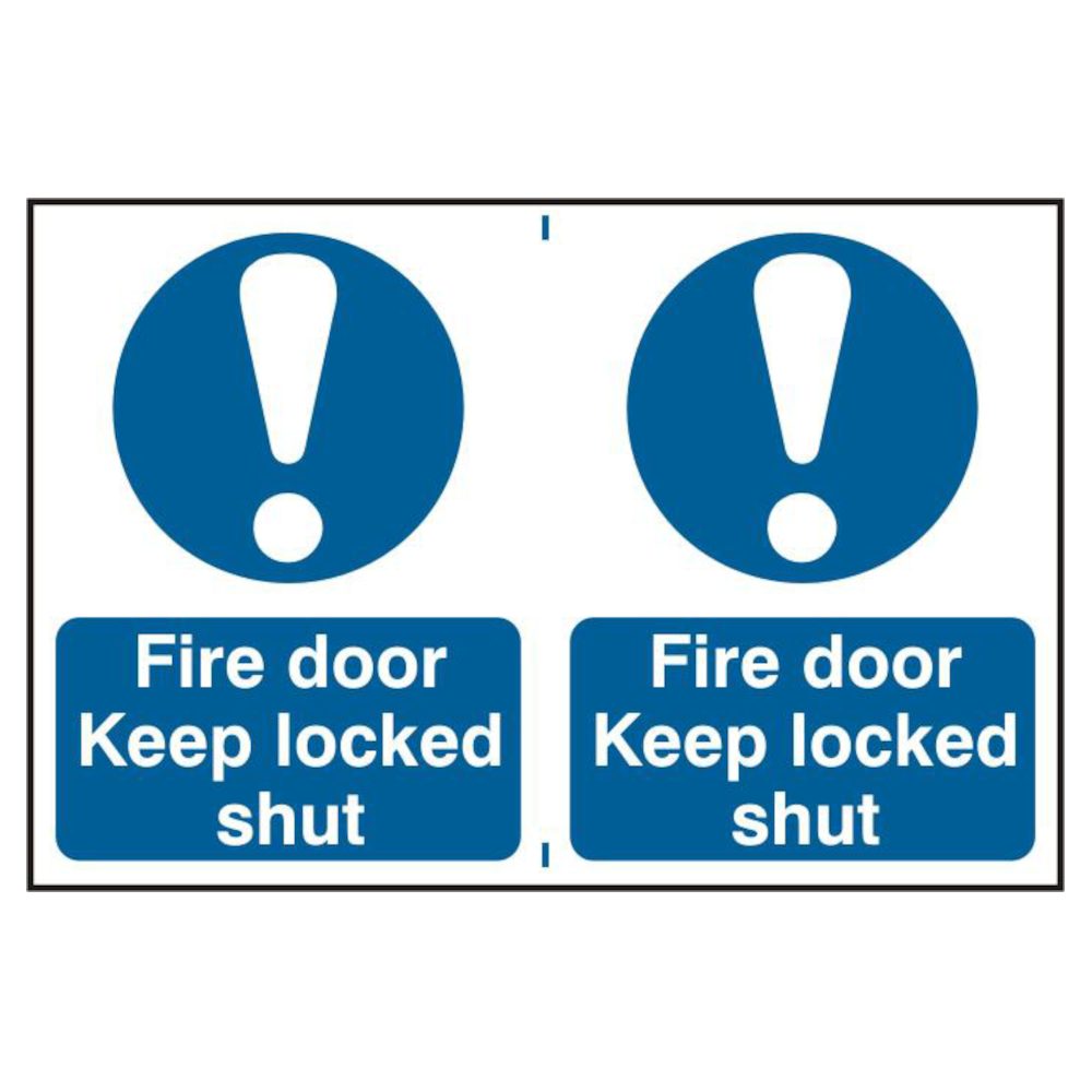ASEC `Fire Door Keep Locked Shut` 200mm x 300mm PVC Self Adhesive Sign