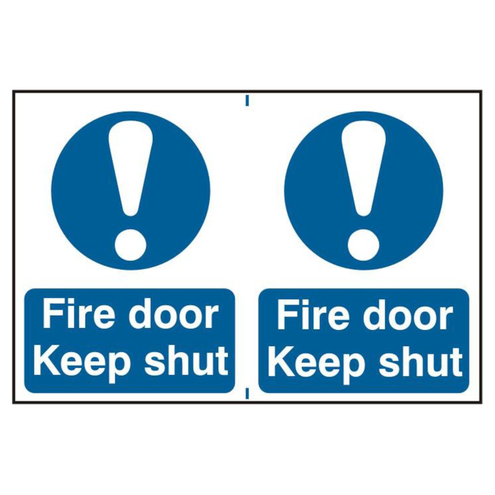 ASEC `Fire Door Keep Shut` 200mm x 300mm PVC Self Adhesive Sign - AS4640 - Blue &amp;amp; White - AS4640