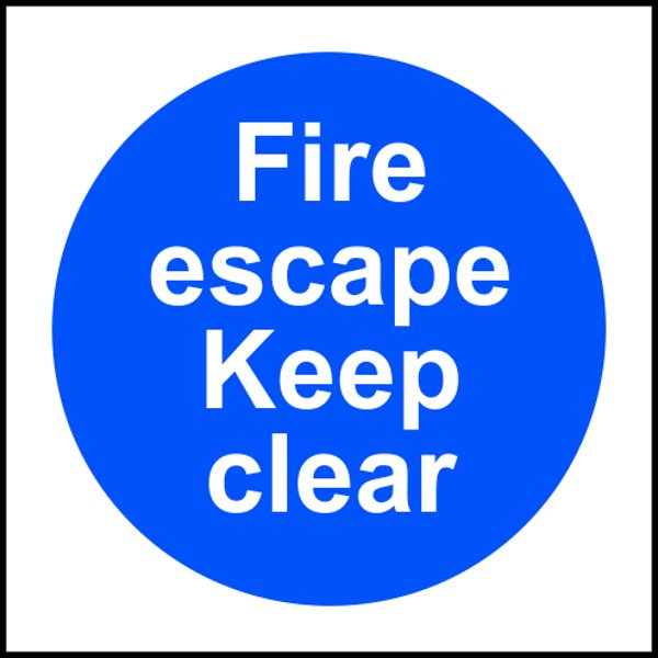 ASEC `Fire Escape Keep Clear` Sign 100mm x 100mm