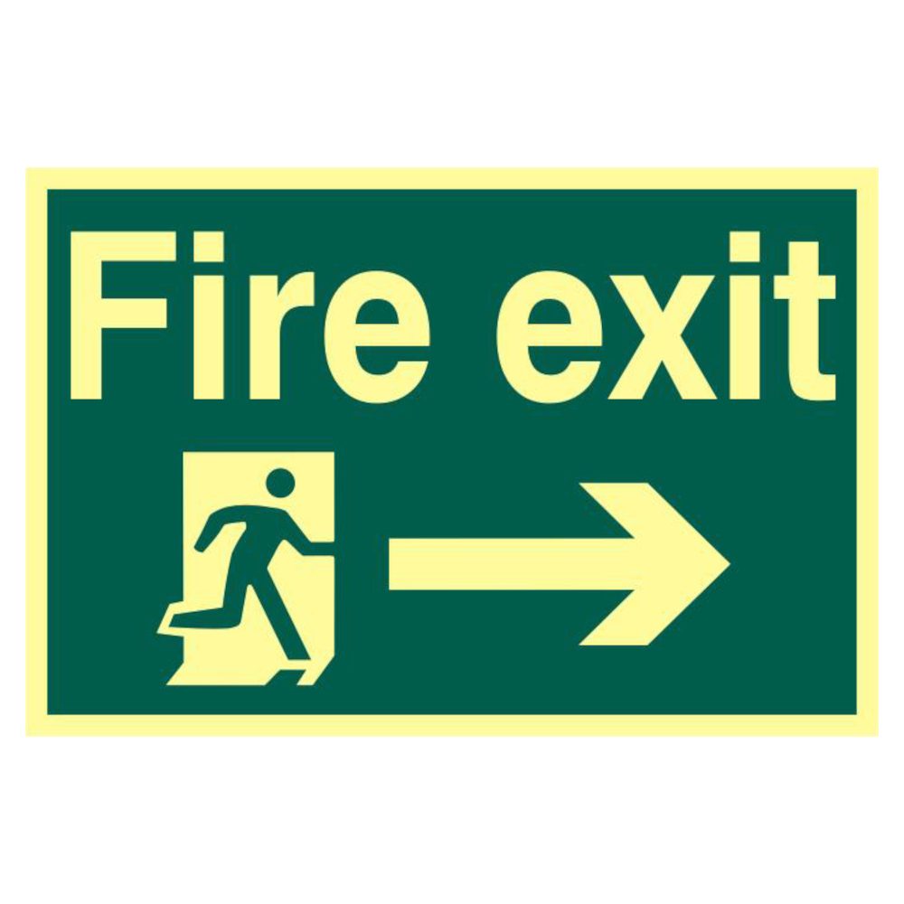 ASEC `Fire Exit` 200mm x 300mm PVC Self Adhesive Photo luminescent Sign