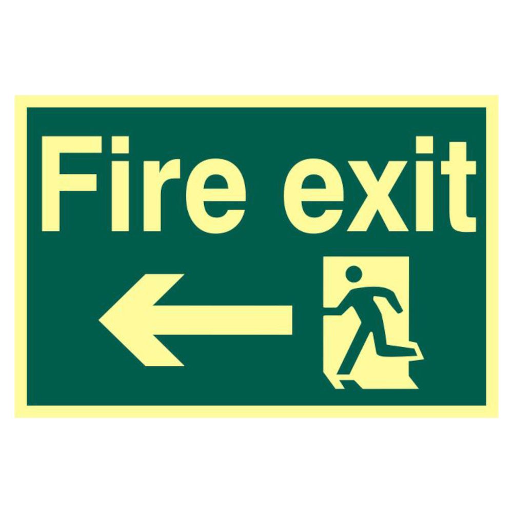 ASEC `Fire Exit` 200mm x 300mm PVC Self Adhesive Photo luminescent Sign