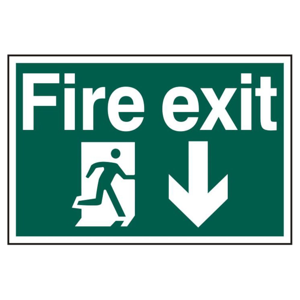 ASEC `Fire Exit` 200mm x 300mm PVC Self Adhesive Sign - AS4690 - Green - AS4690