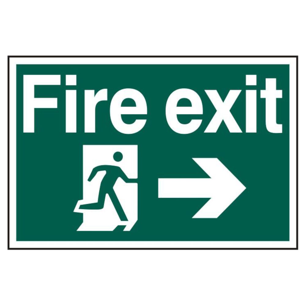 ASEC `Fire Exit` 200mm x 300mm PVC Self Adhesive Sign - AS4691 - Green - AS4691