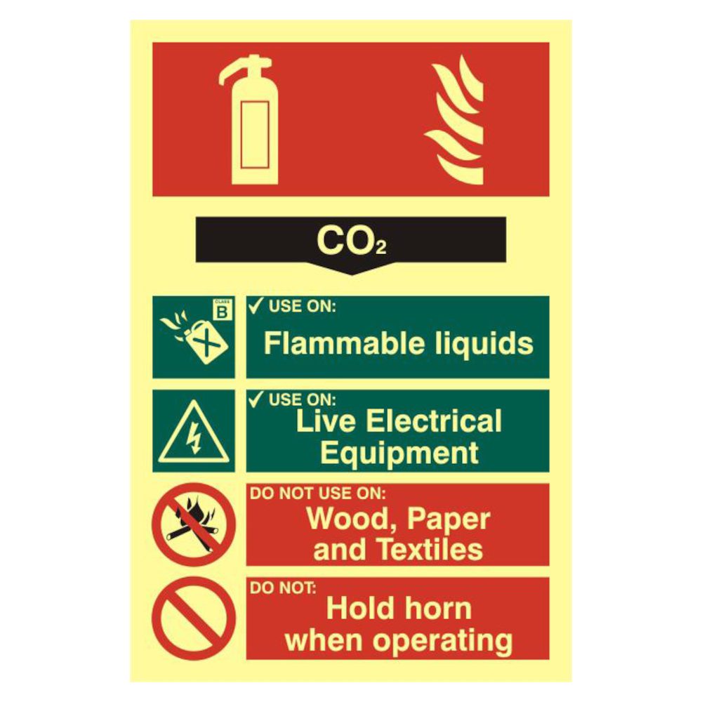 ASEC Fire Extinguisher 200mm x 300mm PVC Self Adhesive Photo luminescent Sign