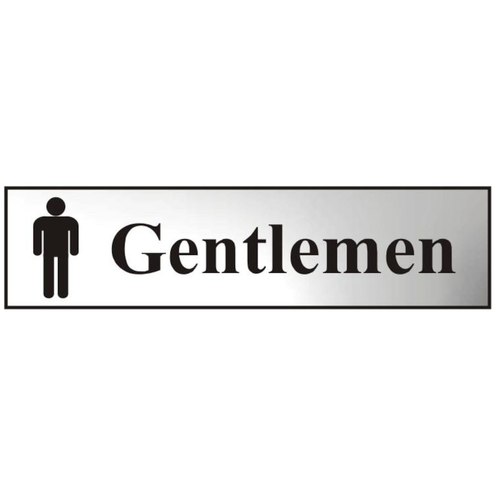 ASEC `Gentlemen` 200mm x 50mm Chrome Self Adhesive Sign
