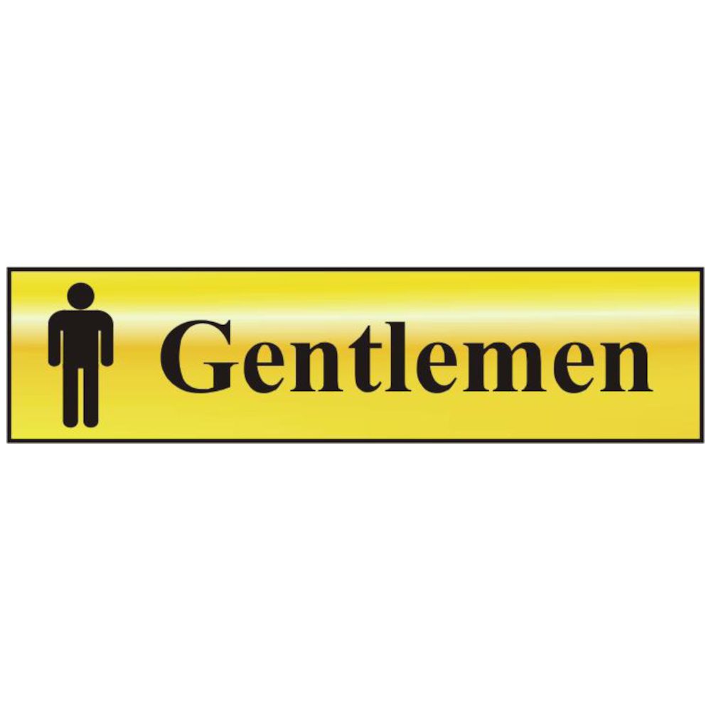 ASEC `Gentlemen` 200mm x 50mm Gold Self Adhesive Sign