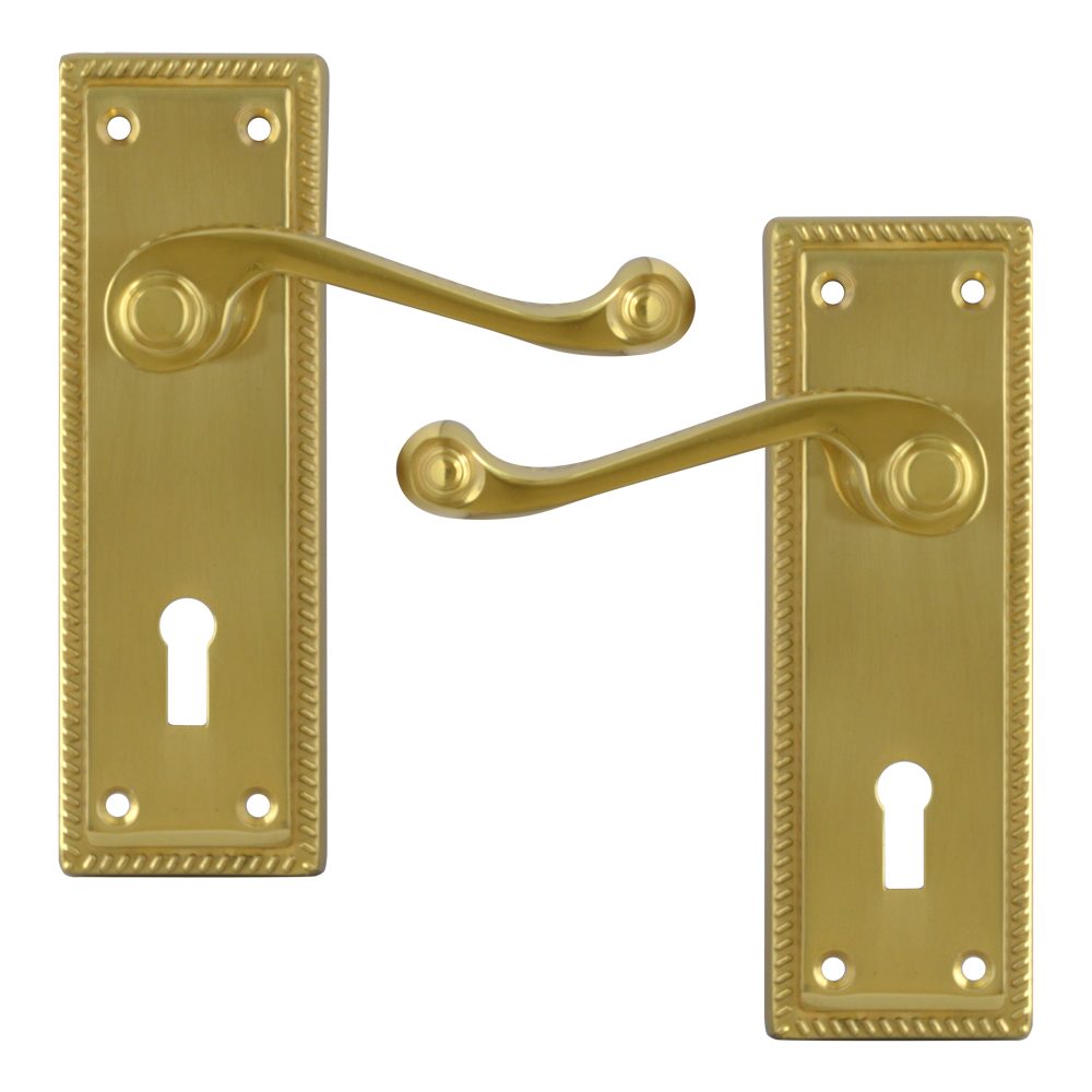 ASEC Georgian Plate Mounted Lever Furniture - AS3550 - Polished Brass - AS3550