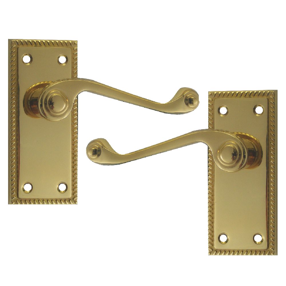 ASEC Georgian Plate Mounted Lever Furniture - AS3552 - Polished Brass - AS3552