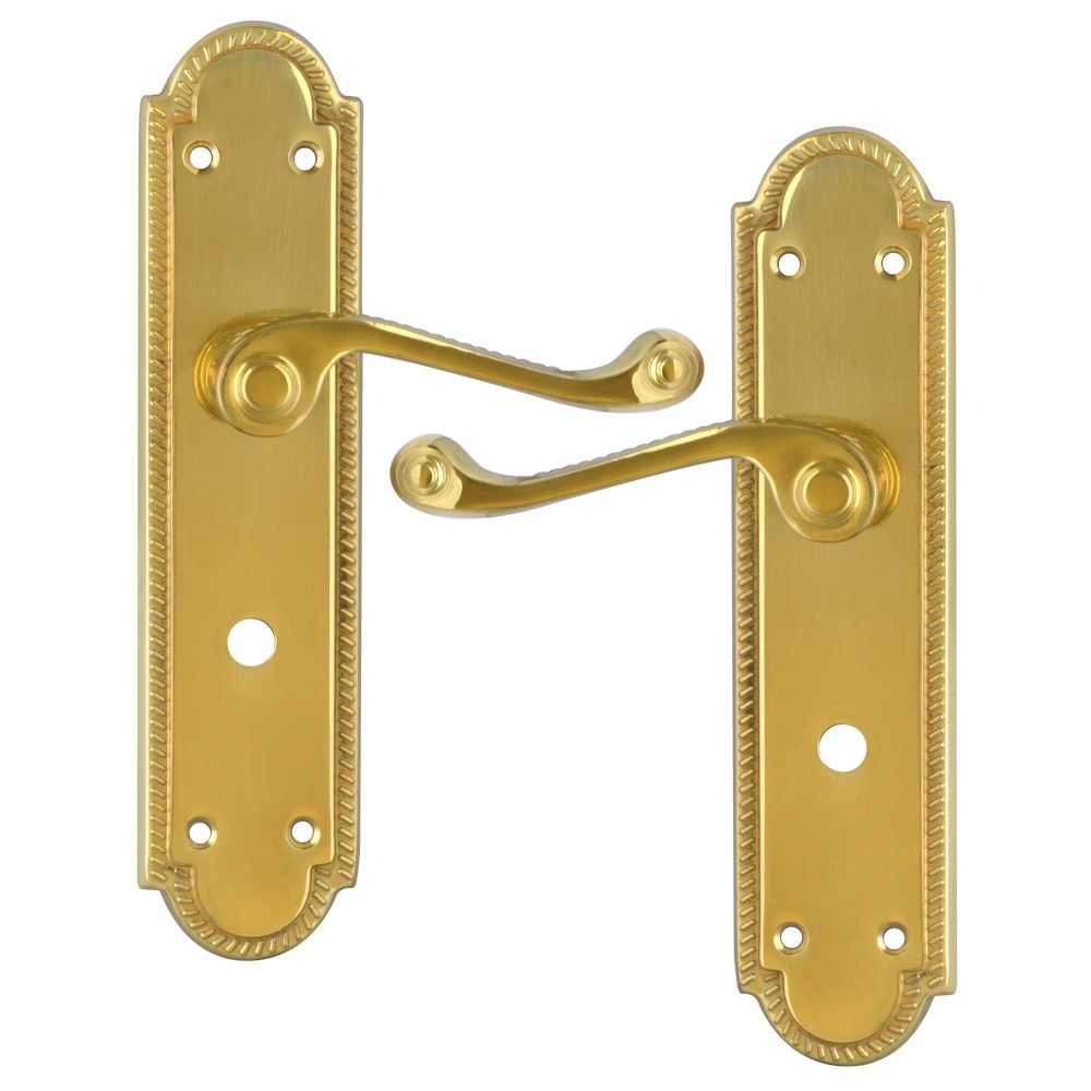 ASEC Georgian Shaped Plate Mounted Lever Furniture - AS3774 - Polished Brass - AS3774