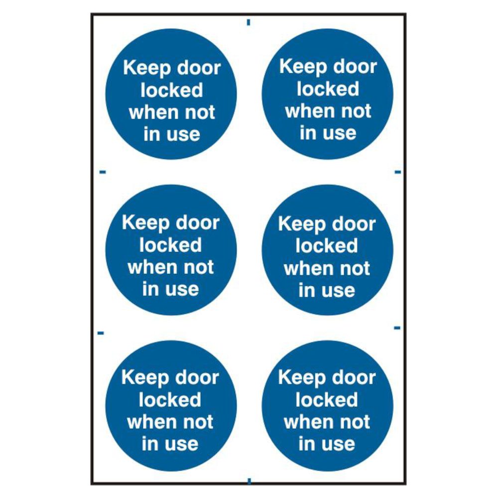 ASEC `Keep Door Locked When Not In Use` 200mm x 300mm PVC Self Adhesive Sign