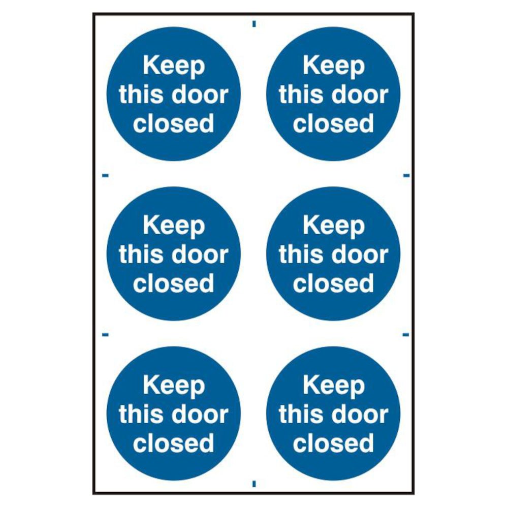 ASEC `Keep This Door Closed` 200mm x 300mm PVC Self Adhesive Sign