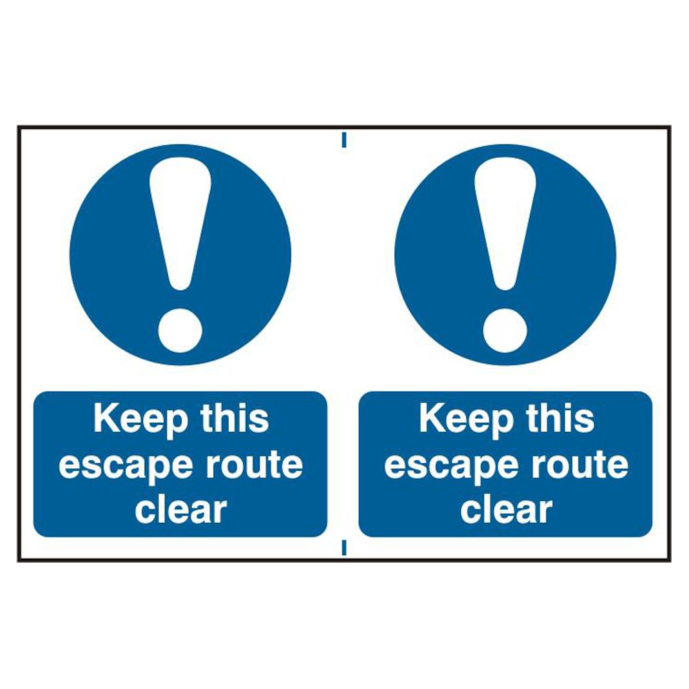 ASEC `Keep This Escape Route Clear` 200mm x 150mm PVC Self Adhesive Sign
