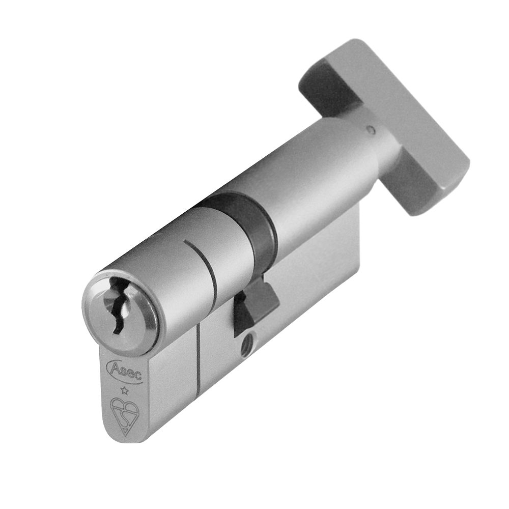 ASEC Kite BS 1 Star Kitemarked Euro Key &amp; Turn Cylinder - AS10022 - 30/T40 - Nickel Plated - AS10022
