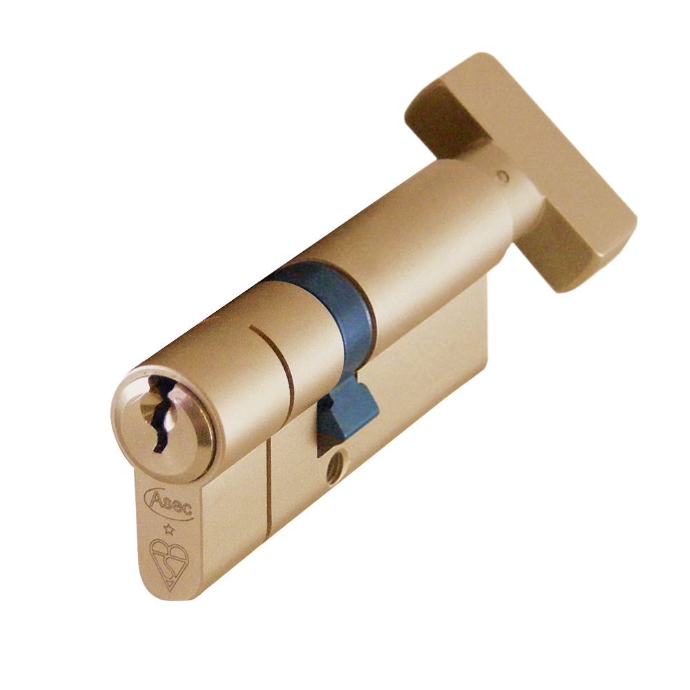 ASEC Kite BS 1 Star Kitemarked Euro Key &amp; Turn Cylinder - AS10021 - 30/T40 - Polished Brass - AS10021