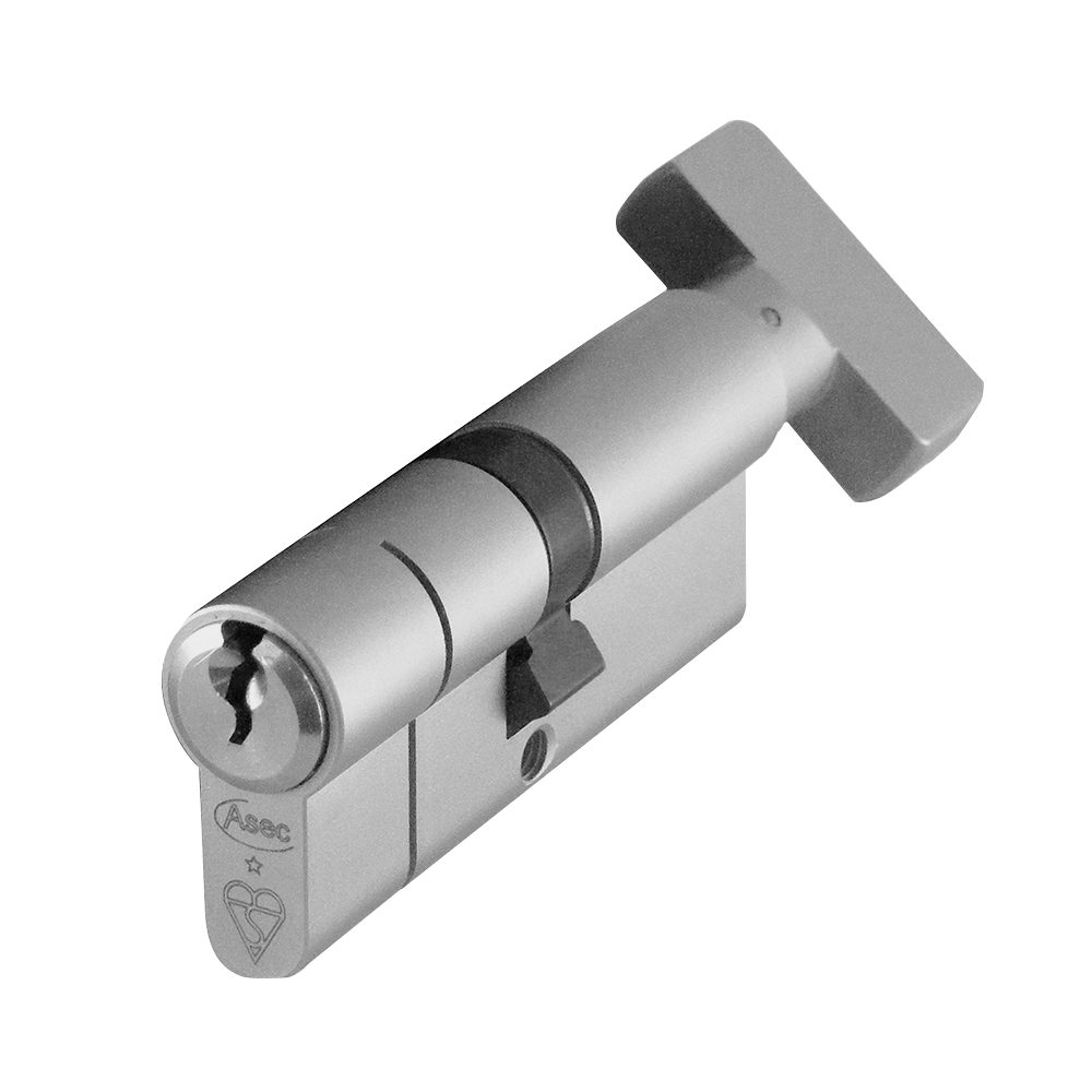 ASEC Kite BS 1 Star Kitemarked Euro Key &amp; Turn Cylinder - AS10160 - 35/T35 - Nickel Plated - AS10160