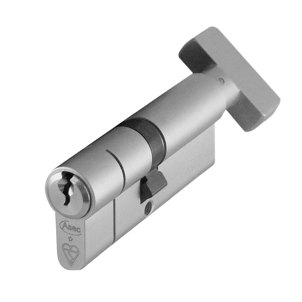 ASEC Kite BS 1 Star Kitemarked Euro Key &amp; Turn Cylinder - AS10164 - 35/T40 - Nickel Plated - AS10164