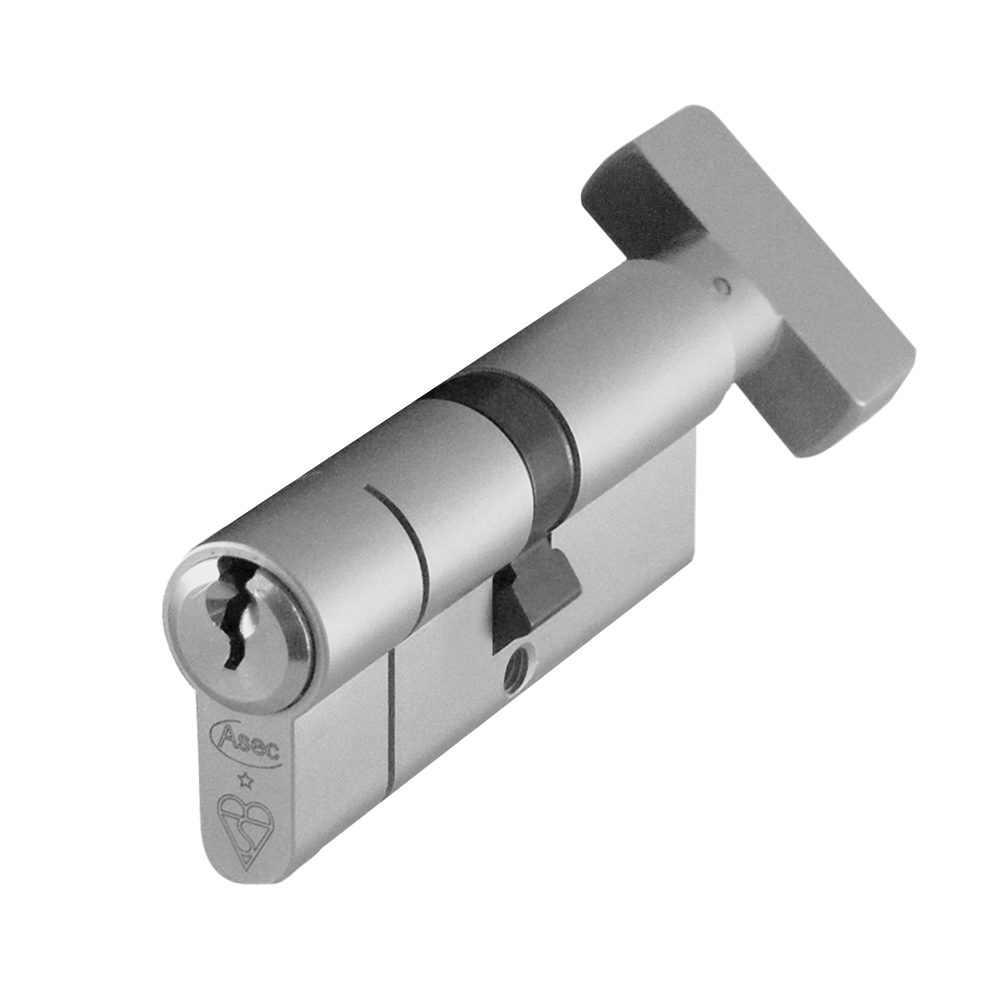 ASEC Kite BS 1 Star Kitemarked Euro Key &amp; Turn Cylinder - AS10024 - 40/T30 - Nickel Plated - AS10024