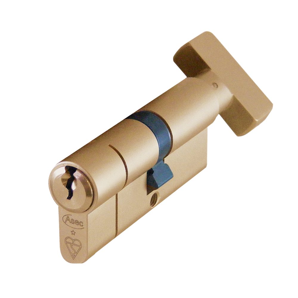 ASEC Kite BS 1 Star Kitemarked Euro Key &amp; Turn Cylinder - AS10023 - 40/T30 - Polished Brass - AS10023