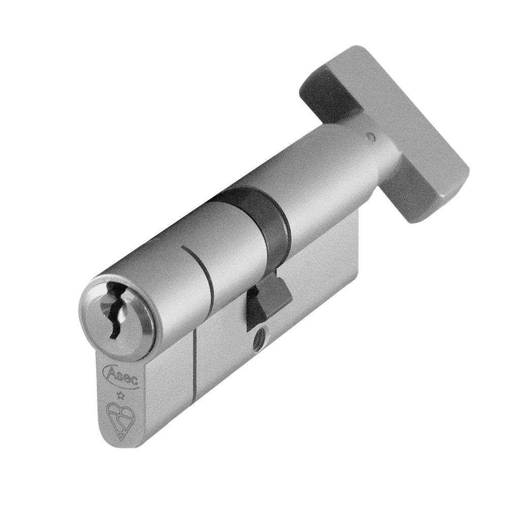 ASEC Kite BS 1 Star Kitemarked Euro Key &amp; Turn Cylinder - AS10166 - 40/T35 - Nickel Plated - AS10166
