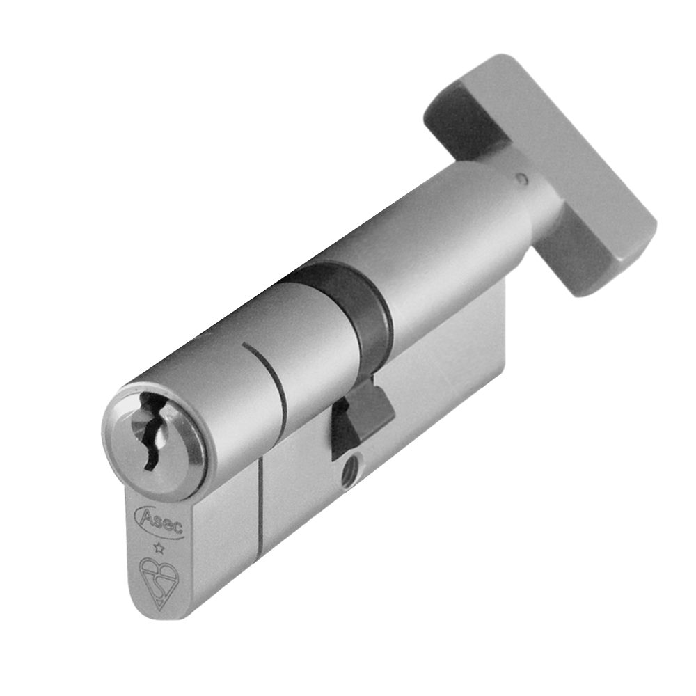 ASEC Kite BS 1 Star Kitemarked Euro Key &amp; Turn Cylinder - AS10162 - 40/T40 - Nickel Plated - AS10162