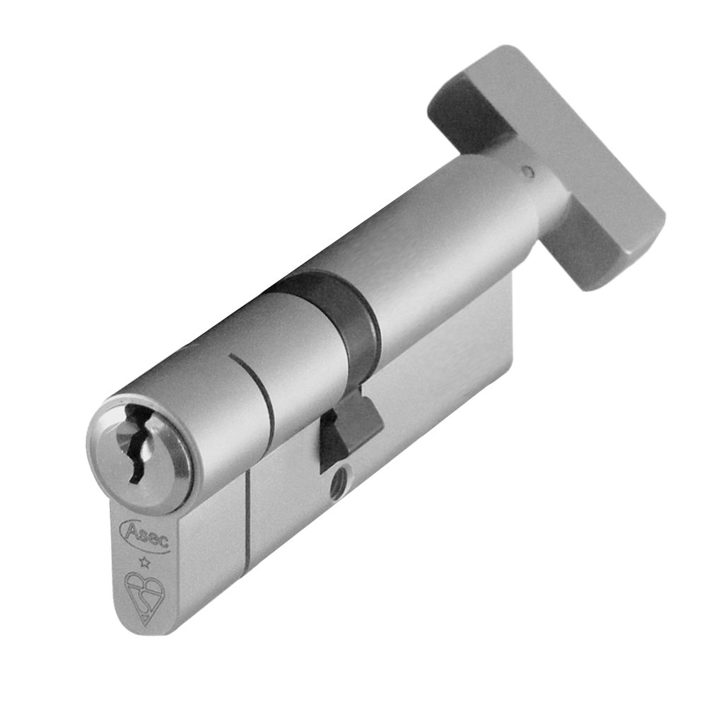 ASEC Kite BS 1 Star Kitemarked Euro Key &amp; Turn Cylinder - AS10170 - 40/T45 - Nickel Plated - AS10170