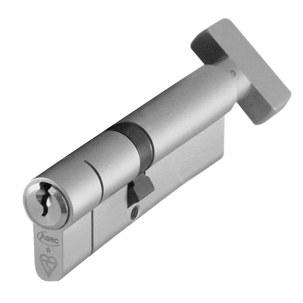 ASEC Kite BS 1 Star Kitemarked Euro Key &amp; Turn Cylinder - AS10172 - 45/T55 - Nickel Plated - AS10172