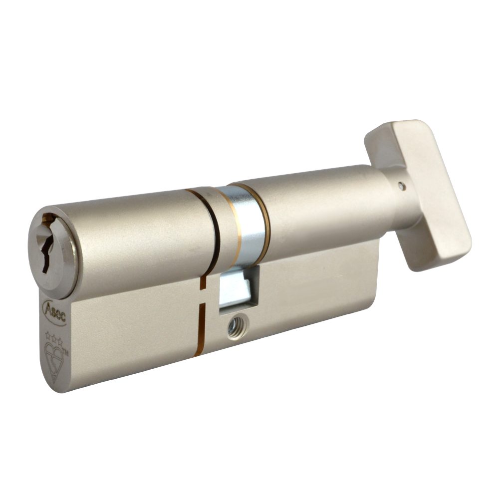ASEC Kite Elite 3 Star Snap Resistant Euro Key &amp; Turn Cylinder - AS11475 - 35/T55 - Nickel Plated - AS11475