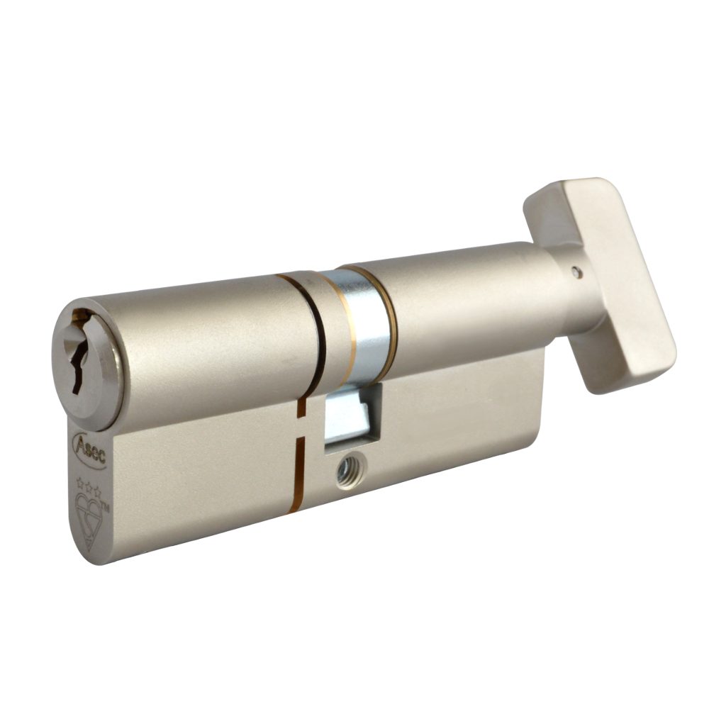 ASEC Kite Elite 3 Star Snap Resistant Euro Key &amp; Turn Cylinder - AS10394 - 40/T45 - Nickel Plated - AS10394
