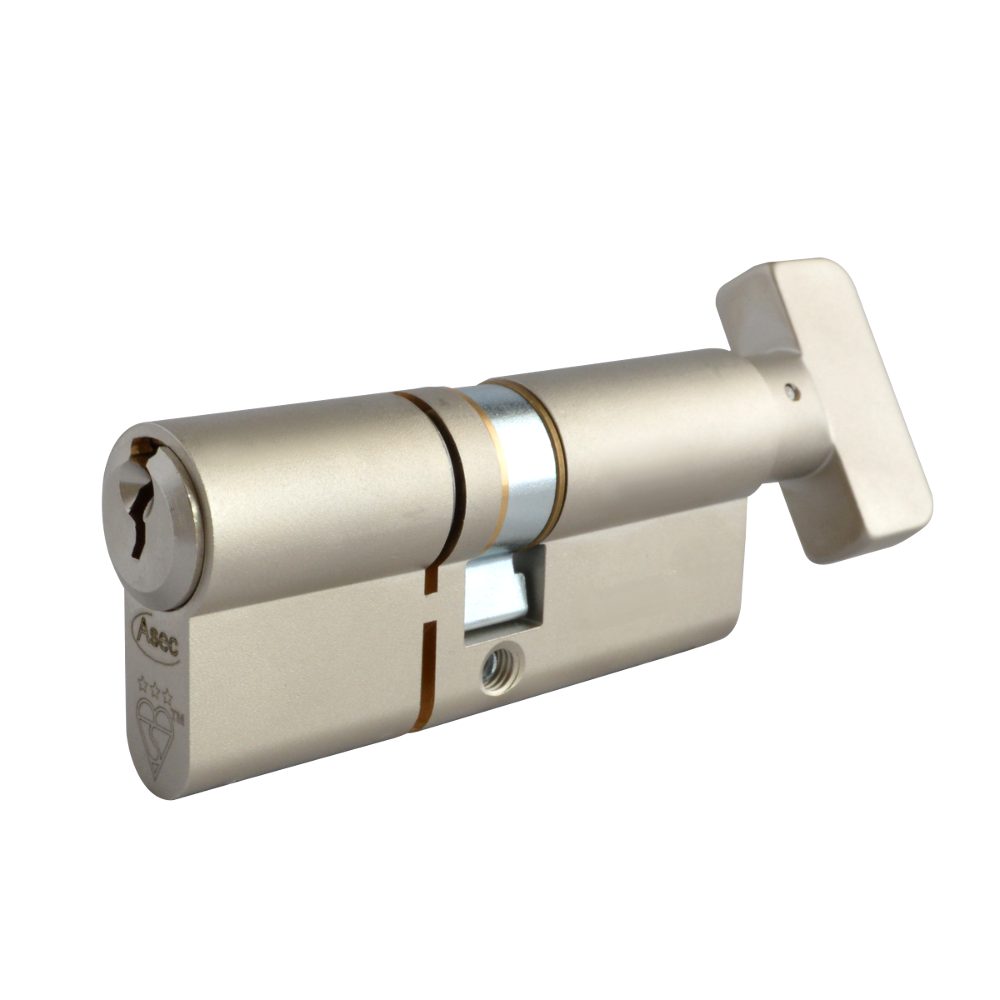 ASEC Kite Elite 3 Star Snap Resistant Euro Key &amp; Turn Cylinder - AS11695 - 45/T35 - Nickel Plated - AS11695