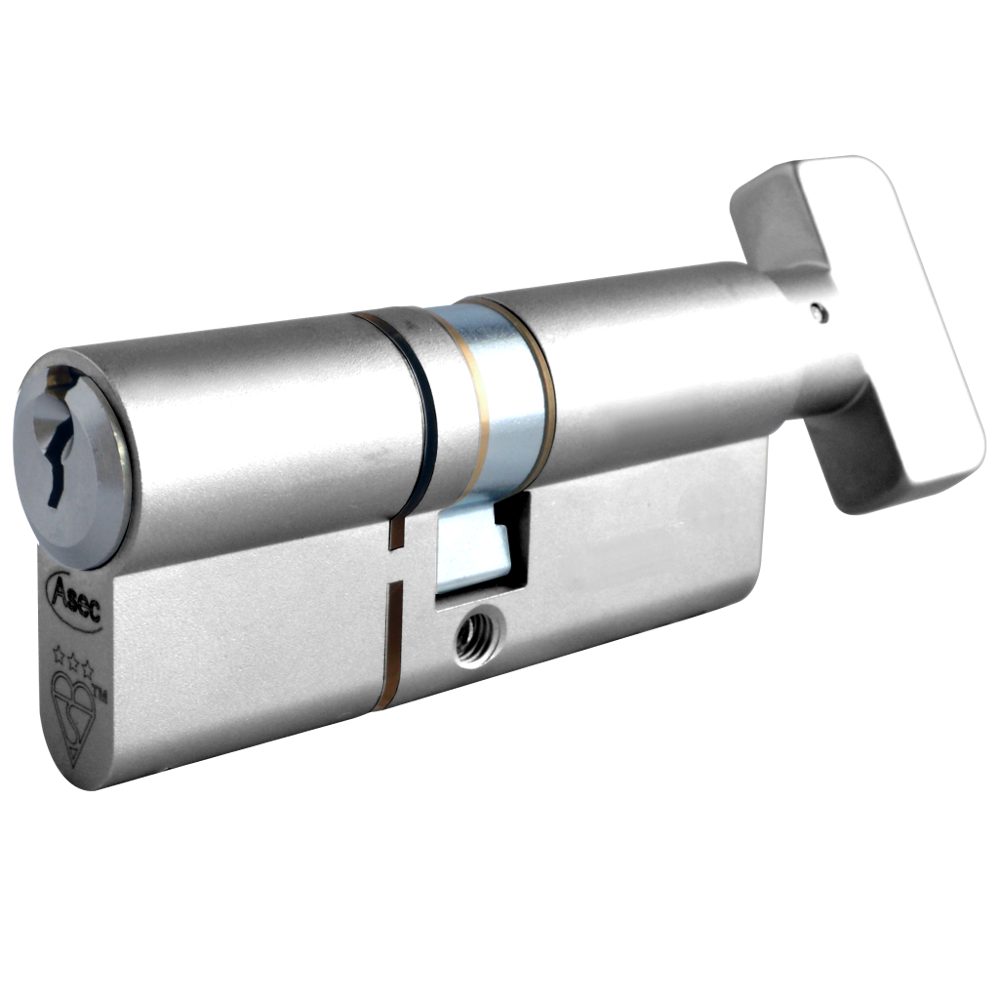 ASEC Kite Elite 3 Star Snap Resistant Euro Key &amp; Turn Cylinder - AS11845 - 45/T55 - Chrome Plated - AS11845