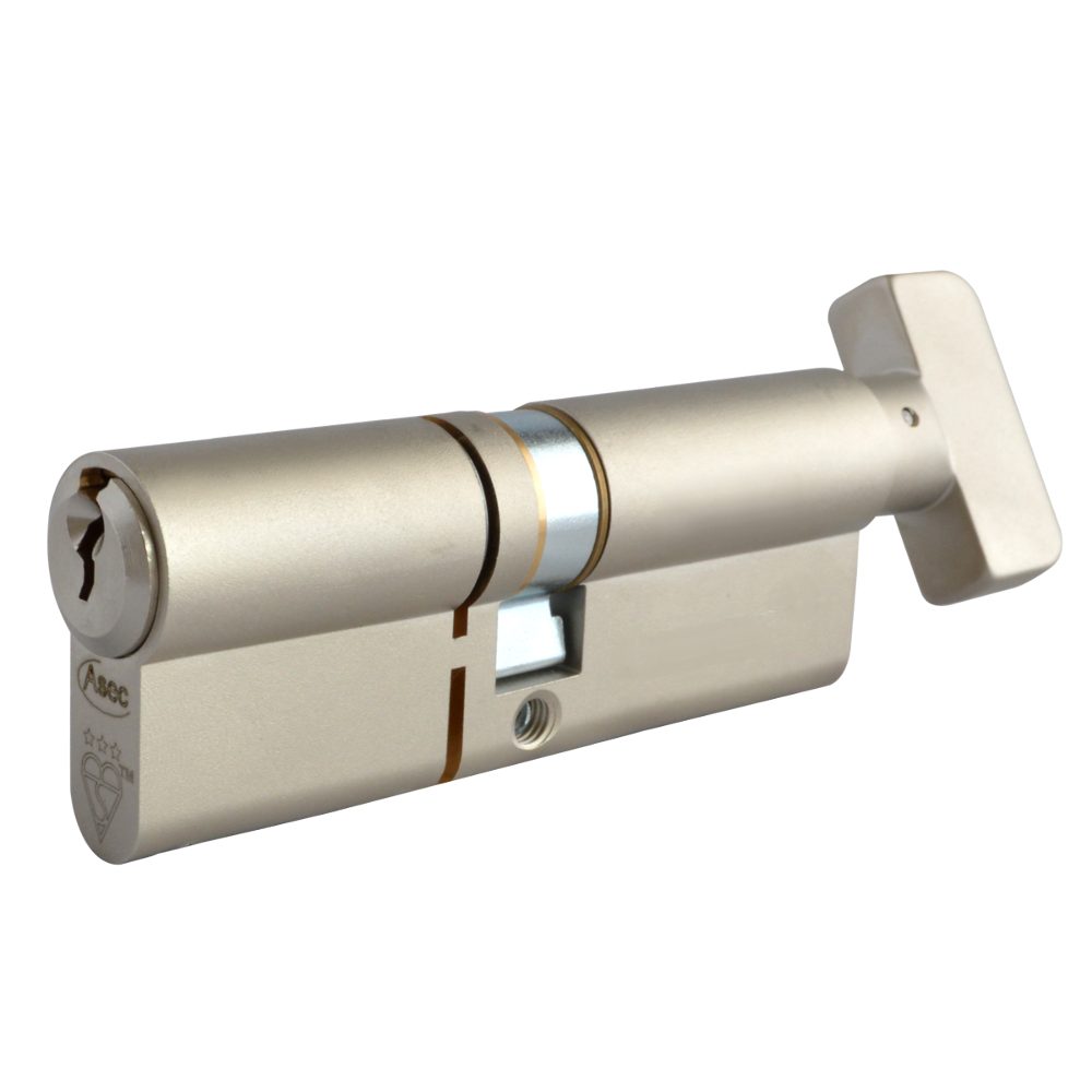 ASEC Kite Elite 3 Star Snap Resistant Euro Key &amp; Turn Cylinder - AS10396 - 45/T55 - Nickel Plated - AS10396