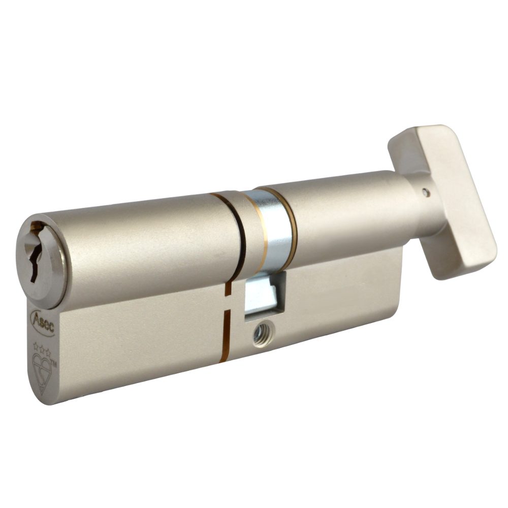 ASEC Kite Elite 3 Star Snap Resistant Euro Key &amp; Turn Cylinder - AS10453 - 55/T45 - Nickel Plated - AS10453