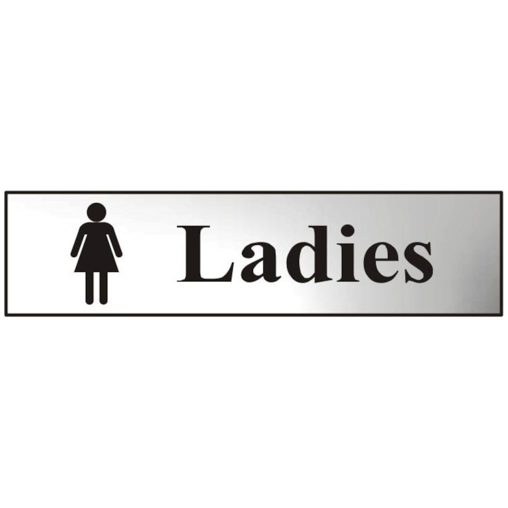 ASEC `Ladies` 200mm x 50mm Chrome Self Adhesive Sign