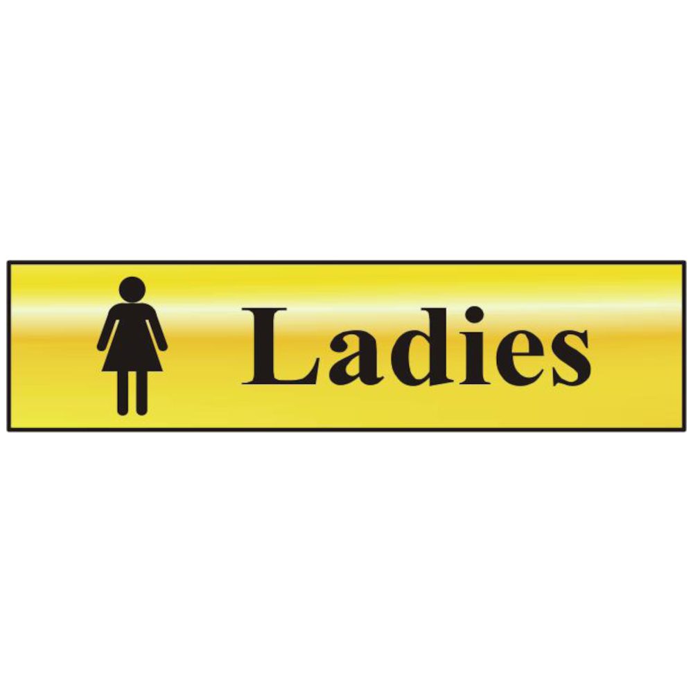 ASEC `Ladies` 200mm x 50mm Gold Self Adhesive Sign