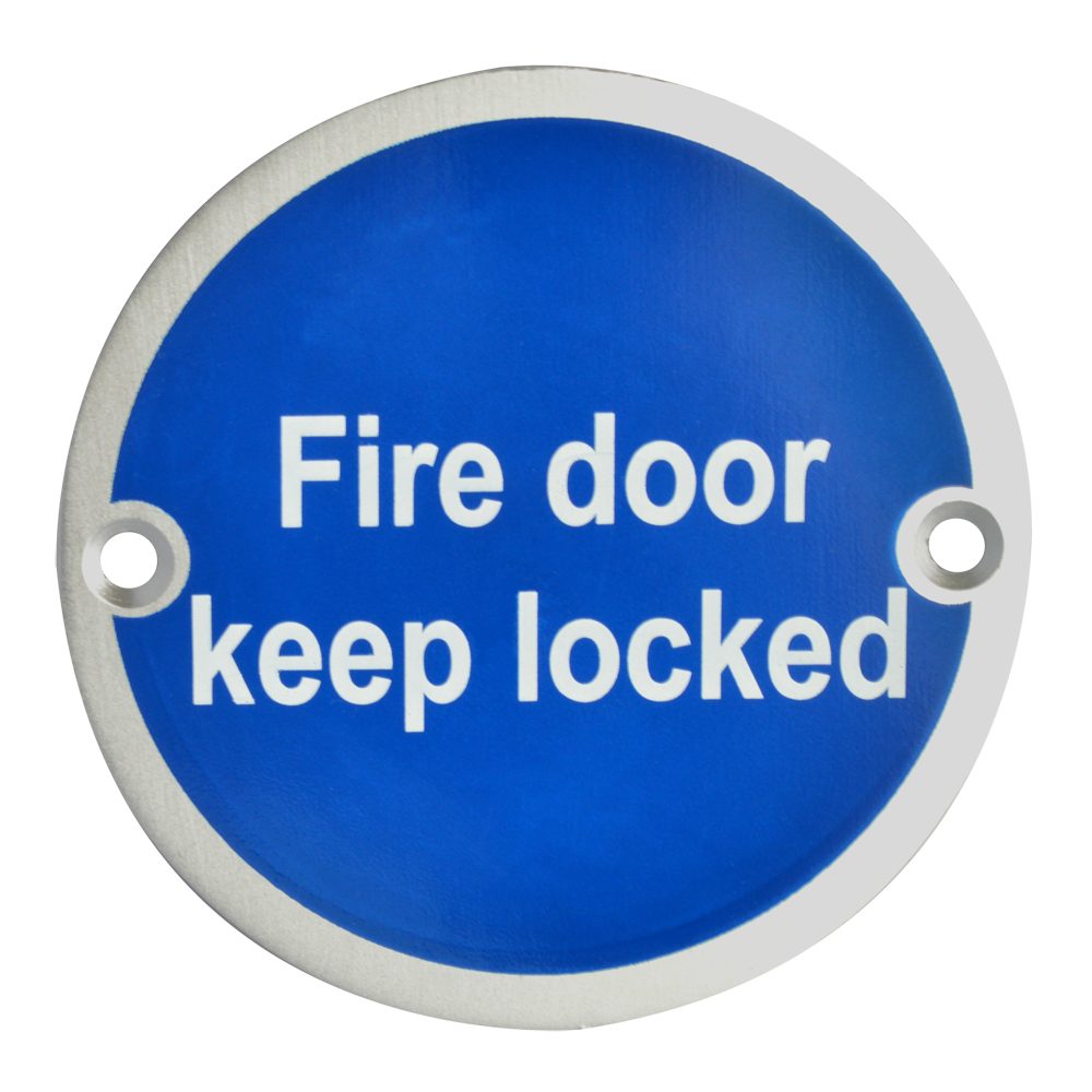 ASEC Metal `Fire Door Keep Locked` Sign - AS4534 - Stainless Steel - AS4534