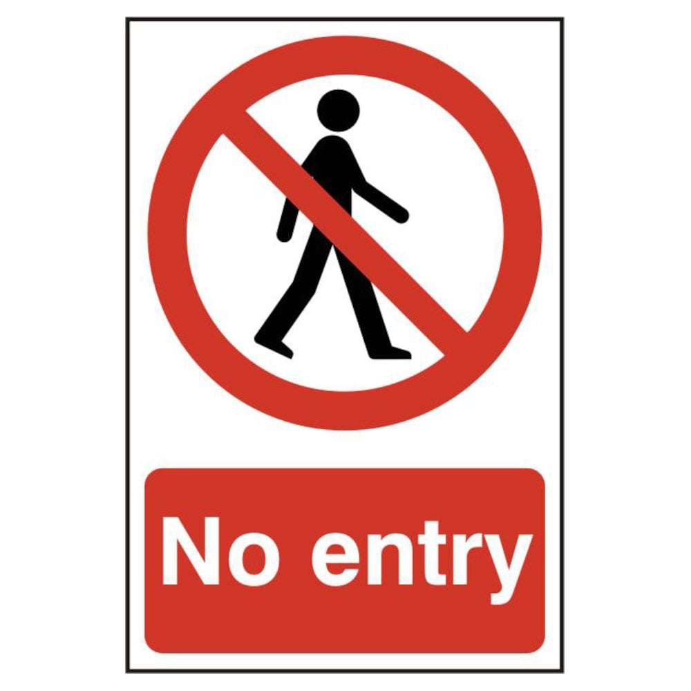 ASEC `No Entry` 200mm x 300mm PVC Self Adhesive Sign
