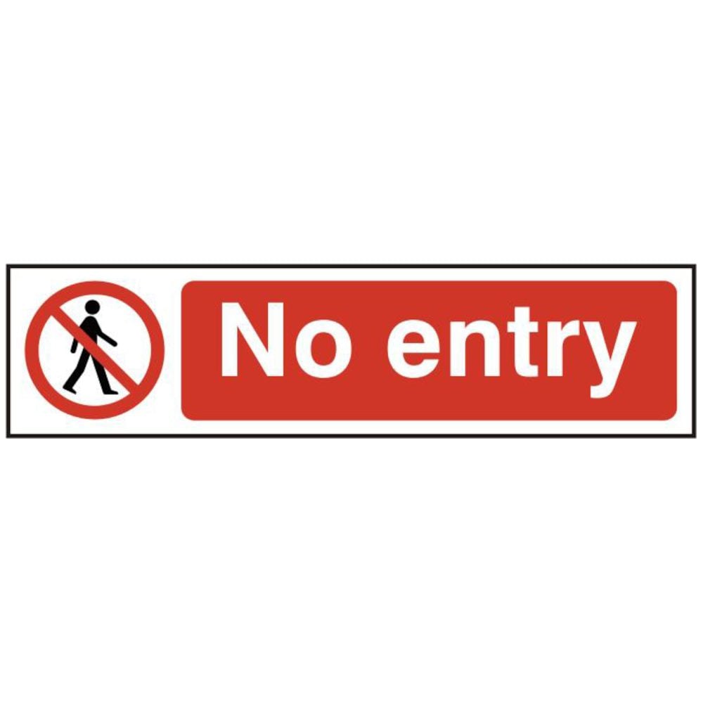 ASEC `No Entry` 200mm x 50mm PVC Self Adhesive Sign - AS4742 - Red &amp;amp; White - AS4742