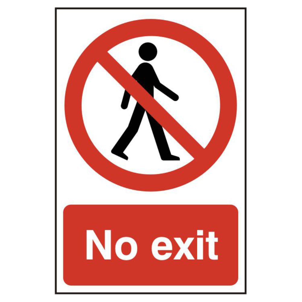 ASEC `No Exit` 200mm x 300mm PVC Self Adhesive Sign