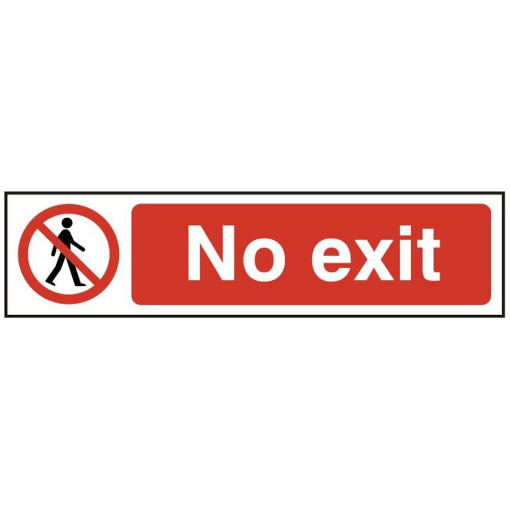 ASEC `No Exit` 200mm x 50mm PVC Self Adhesive Sign - AS4741 - Red &amp;amp; White - AS4741