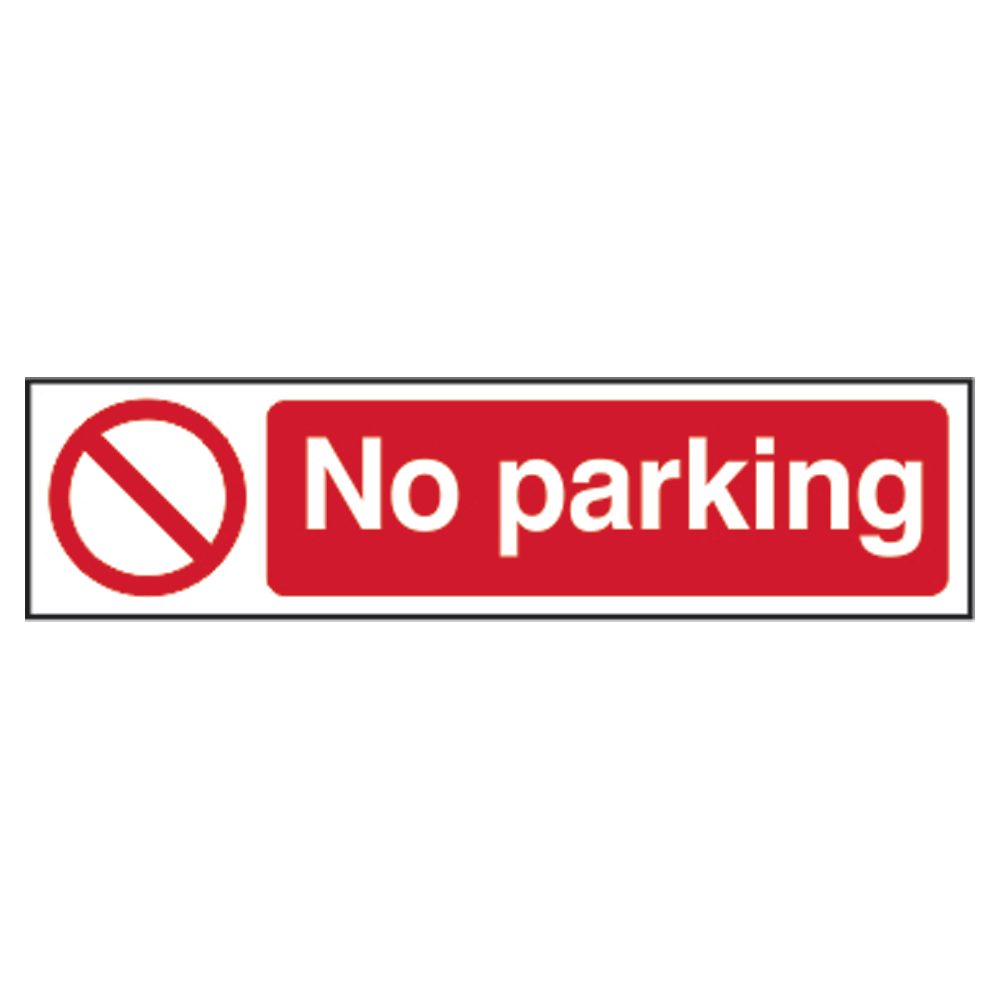 ASEC `No Parking` Sign 200mm x 50mm - AS11525 - Red &amp;amp; White - AS11525