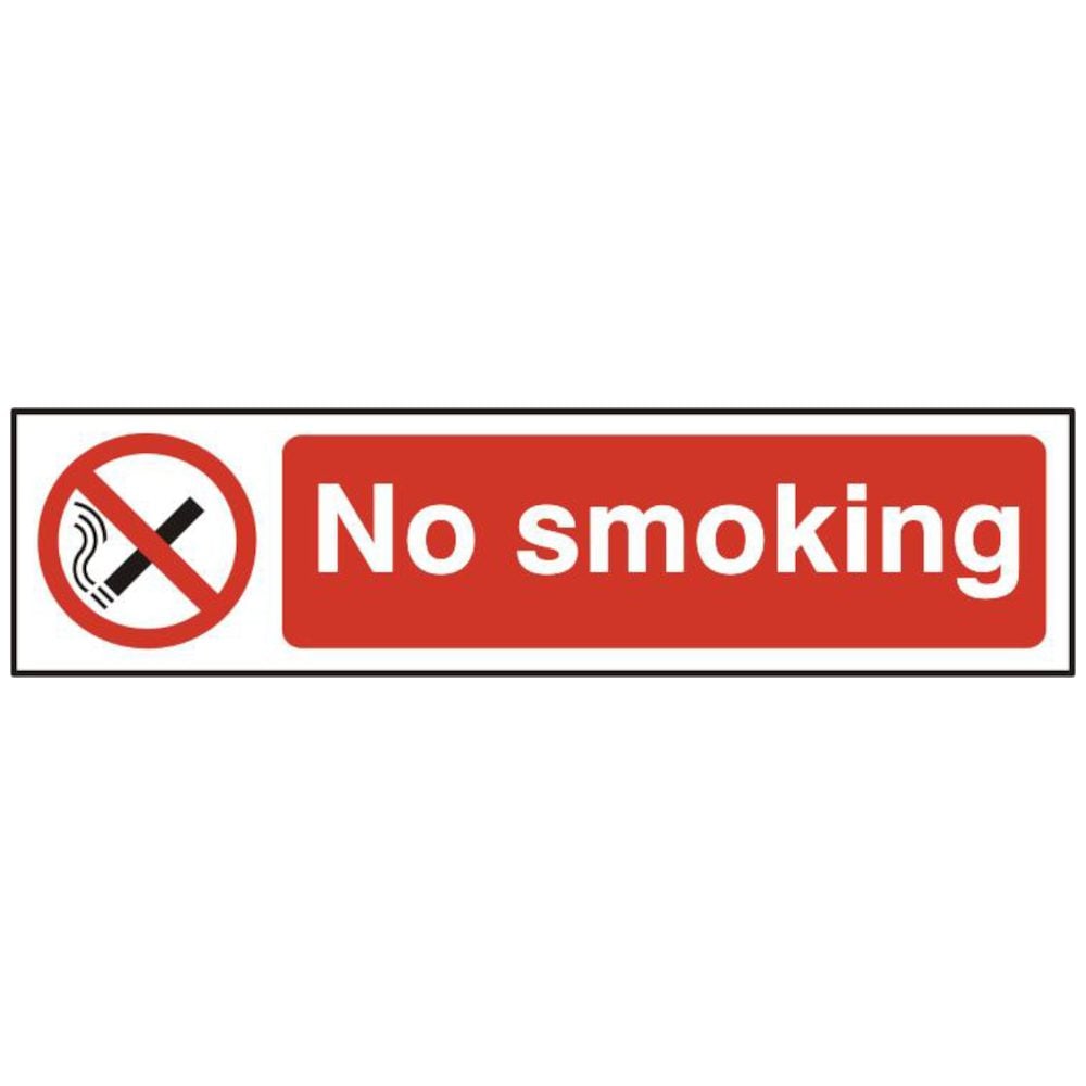 ASEC `No Smoking` 200mm x 50mm PVC Self Adhesive Sign