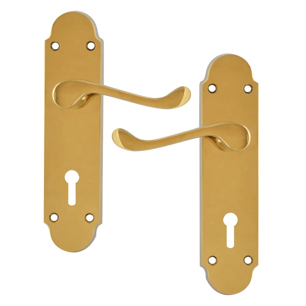 ASEC Oakley Plate Mounted Lever Furniture - AS3592 - Polished Brass - AS3592