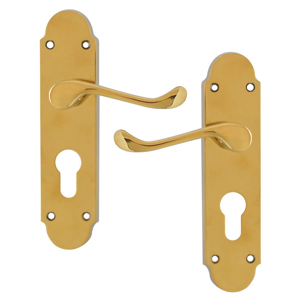 ASEC Oakley Plate Mounted Lever Furniture - AS3596 - Polished Brass - AS3596