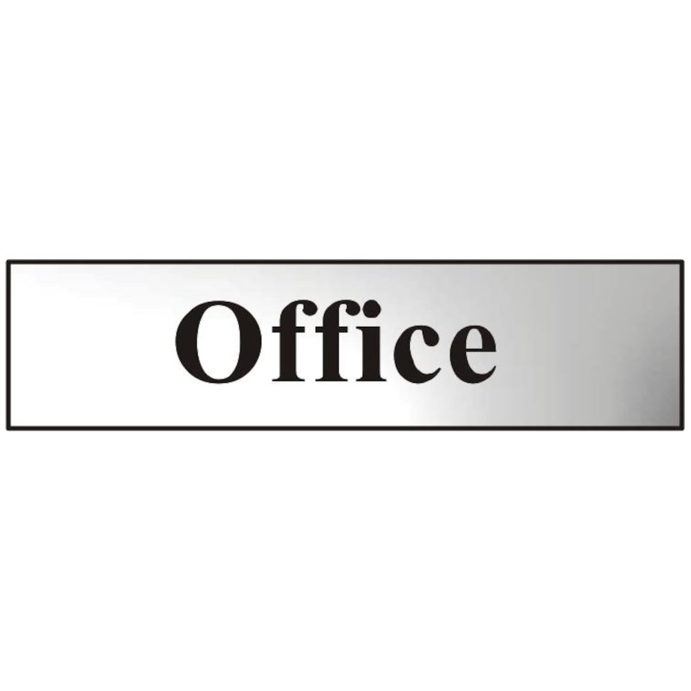 ASEC `Office` 200mm x 50mm Chrome Self Adhesive Sign