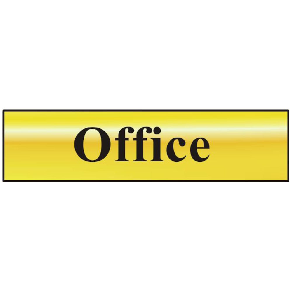 ASEC `Office` 200mm x 50mm Gold Self Adhesive Sign - AS4720 - Gold - AS4720
