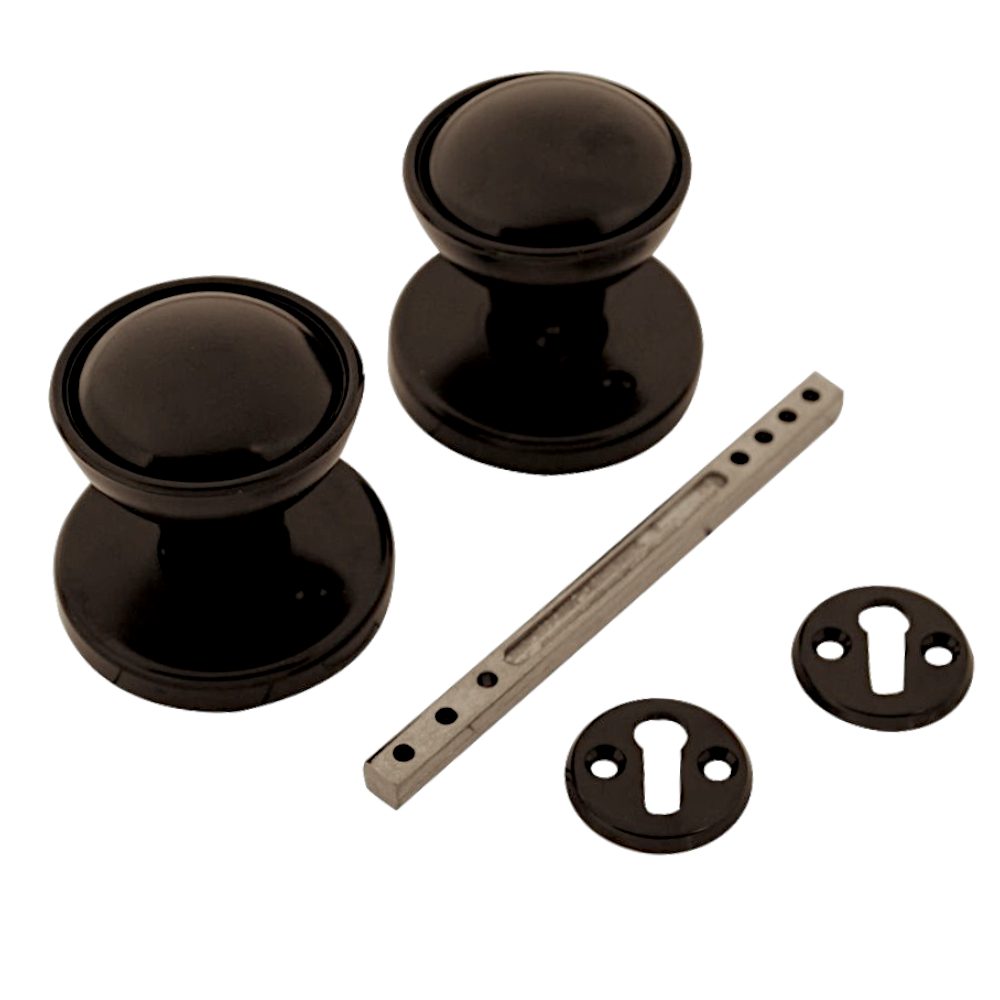ASEC Plastic Rim/Mortice Knob Set 48mm - AS12350 - Black - AS12350