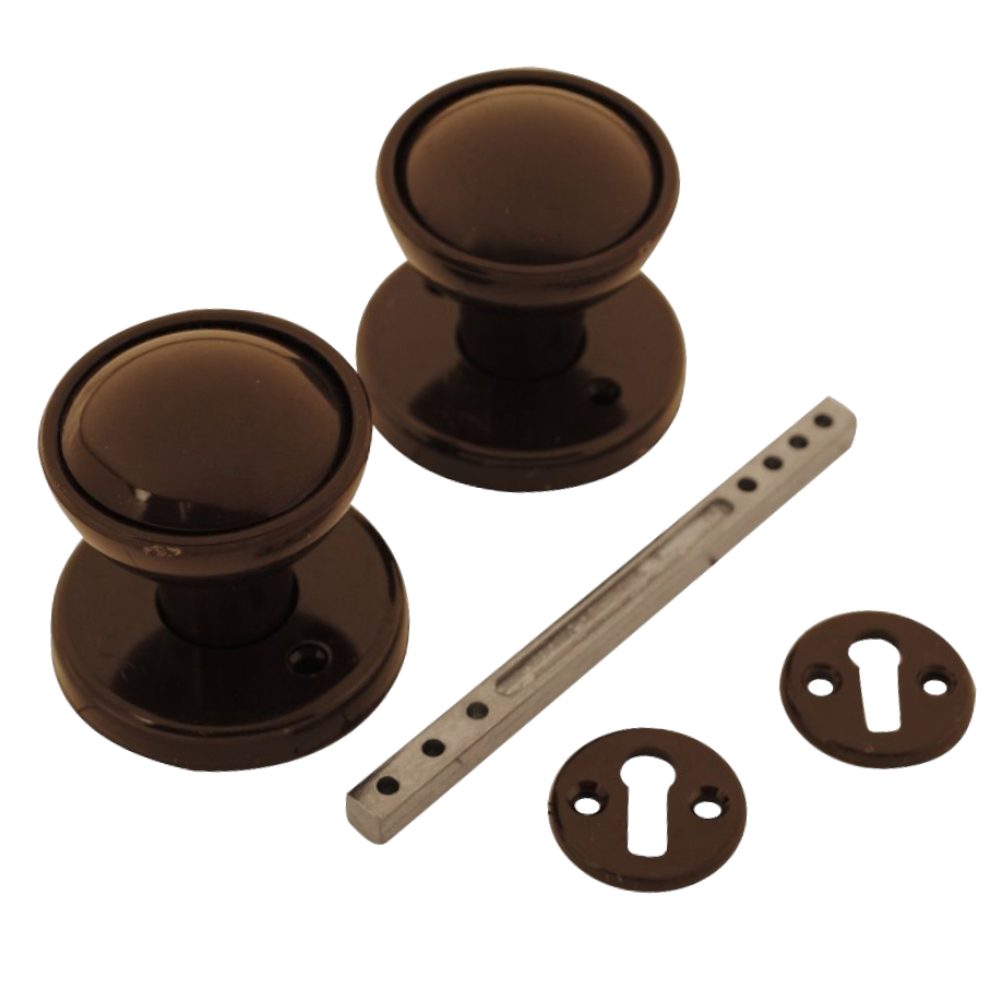 ASEC Plastic Rim/Mortice Knob Set 48mm - AS12351 - Brown - AS12351