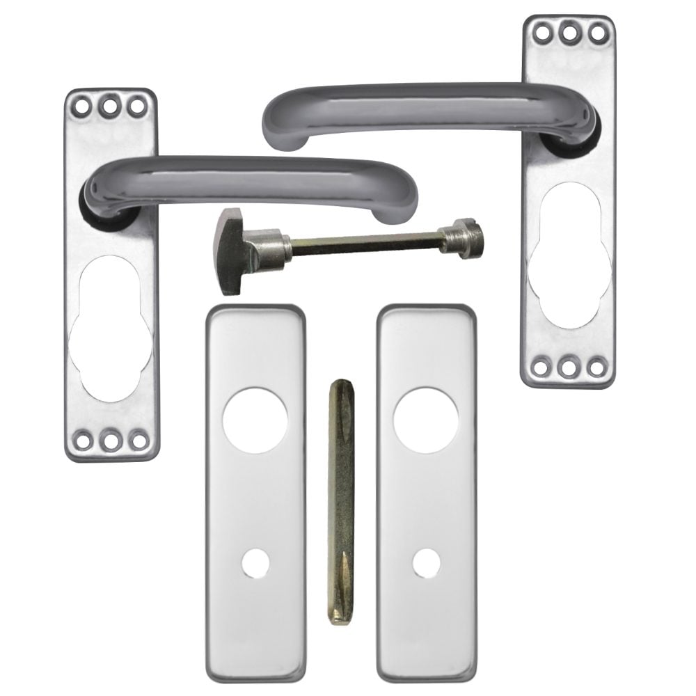 ASEC Plate Mounted Aluminium Lever Furniture - AS4005 - Anodised Aluminium - AS4005