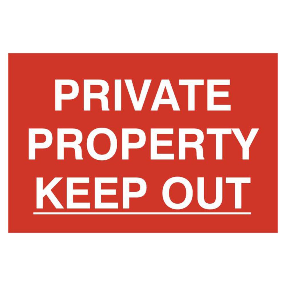 ASEC `Private Property Keep Out` 200mm x 300mm PVC Self Adhesive Sign - AS4711 - Red - AS4711
